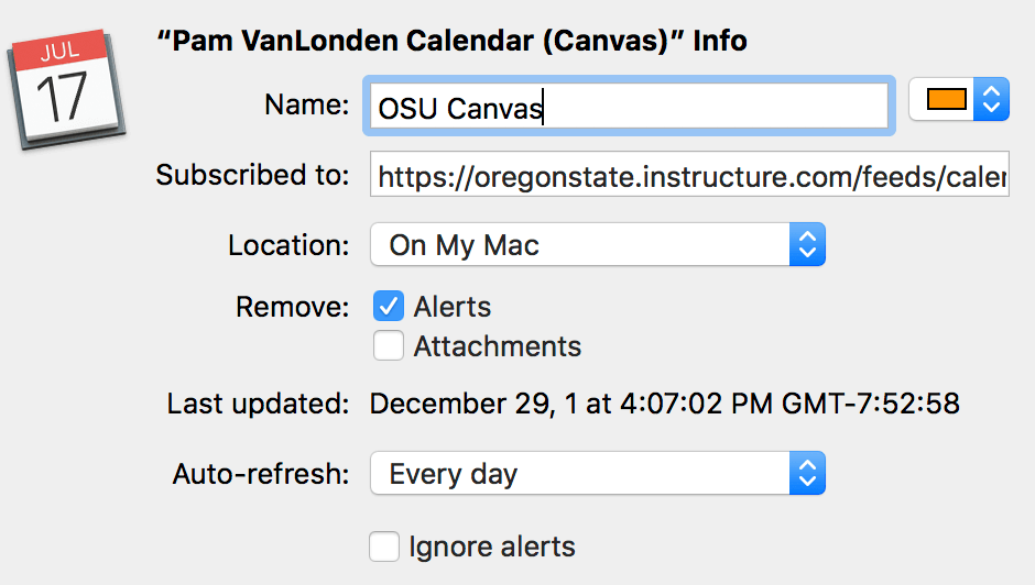 Update the Apple Calendar settings.