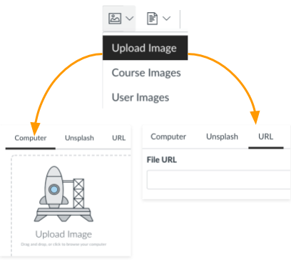 Click the Insert Image icon to upload a file from your hard drive or by URL.
