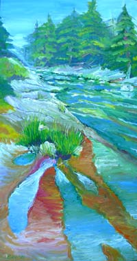 © Pam Van Londen 2007 Santiam River 1 oil on gallery-edged canvas on 12 x 24 x 1.5 canvas
