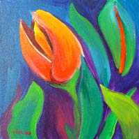 © Pam Van Londen 2007 Red Tulips 1 acrylic on canvasboard on 8 x 8 x .5 canvas
