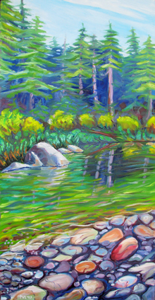 © Pam Van Londen 2007 Smith River 4 oil on canvas on 18 x 36 x 1.5 canvas
