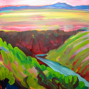 © Pam Van Londen 2009,  Canyon Dreams 3 River, oil on clayboard,  8x8x1 