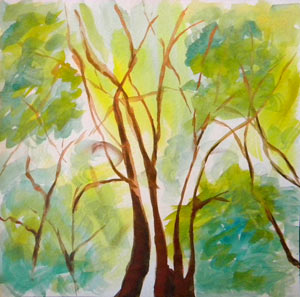 © Pam Van Londen 2010, Park Trees 2, watercolor, 12x12 