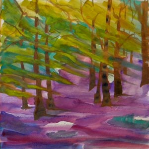 © Pam Van Londen 2010, Park Trees 3, watercolor, 12x12 