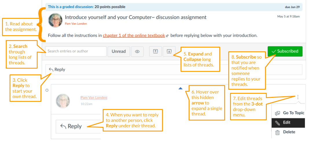 Basic Canvas Discussion options.