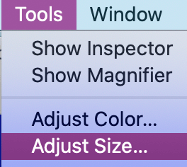 Mac Preview Resize menu