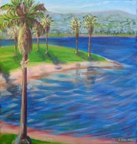 © Pam Van Londen 2007 Mission Bay Palms acrylic on canvas on 12 x 12 x 1 canvas