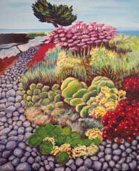 © Pam Van Londen 2007 Pismo Beach Garden acrylic on canvas on 24 x 36 x 1.5 canvas