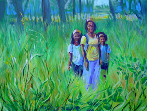 © Pam Van Londen 2007 The Berry Pickers acrylic on gallery-edged canvas on 24 x 18 x 1.5 canvas