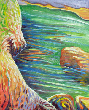 © Pam Van Londen 2007 Santiam River 4 oil on gallery-edged canvas on 20 x 16 x 1 canvas