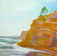 © Pam Van Londen 2008 Otter Rock cliff 8x8x1 in oil on clayboard