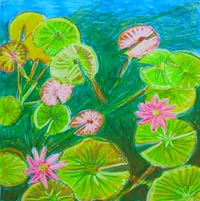 © Pam Van Londen 2008 Pond Lily 3 8x8x1 in oil pastel on clayboard
