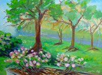 © Pam Van Londen 2007 OSU MU Quad is Blooming oil on gessoboard on 7 x 5 x 1 canvas