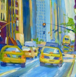 © Pam Van Londen 2009 NYC Madison Ave 8x8x1 in oil on clayboard