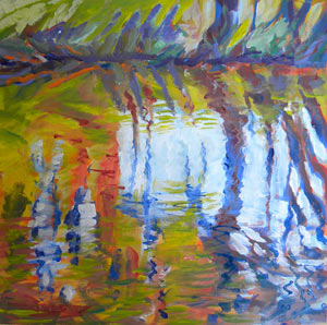 © Pam Van Londen 2009, Johnson Creek 3, 8x8x1 on oil on claybord 