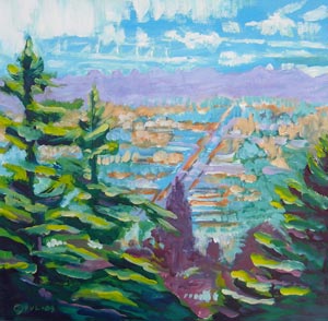 © Pam Van Londen 2009, Mt Tabor View, 8x8x1 on oil on claybord