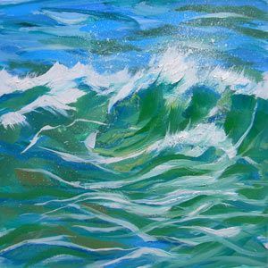 © Pam Van Londen 2009, Cape Kiwanda Wave, oil on claybord, 8x8x1 