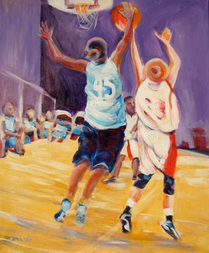 © Pam Van Londen 2009, Junior Stars of Basketball 3: 45 checks 33, acrylic on gallery-edged canvas, 16x20x1 