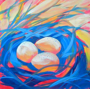© Pam Van Londen 2010,  Nest of Prosperity 4, oil on claybord,  8x8 