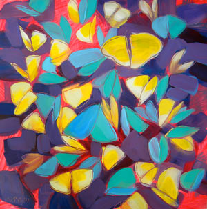 © Pam Van Londen 2010,  Butterflies Sunning 2, oil on clayboard,  8x8 