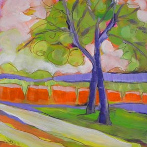 © Pam Van Londen 2010, Avery Park Trees 4, oil on claybord, 8x8 