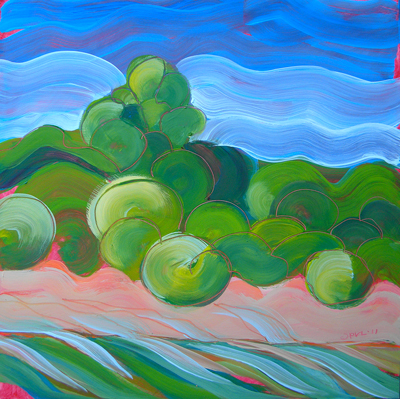 © Pam Van Londen 2010, Willamette River 22, oil on claybord, 8x8 
