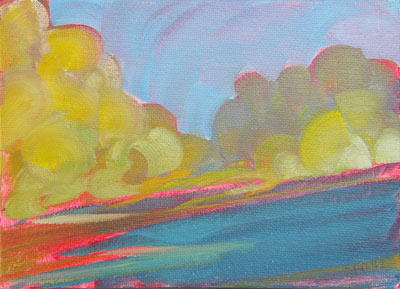 © Pam Van Londen 2010, Willamette River 30, oil on claybord, 7x5 
