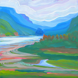 Columbia River: Beacon Rock from Rooster Rock. Sold.